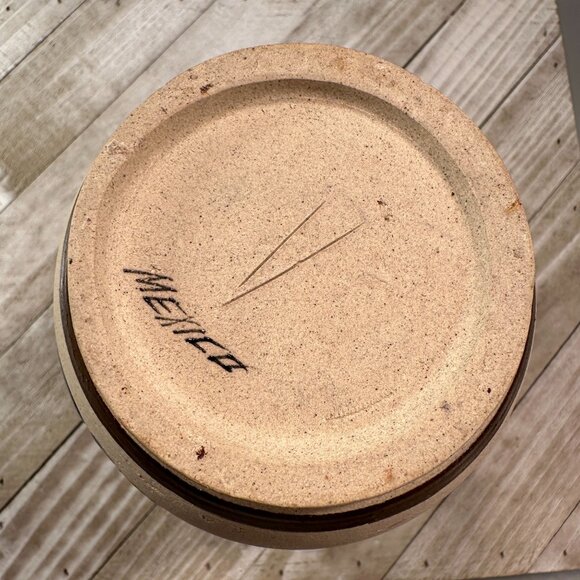 Mexican Folk Art Floral Vase Bird Sandstone Vintage Pottery Handcrafted Painted - Picture 11 of 16